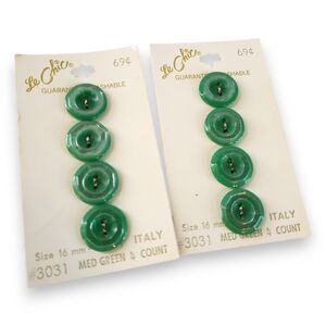 Vintage 8 Green Octagon Bevel Buttons NOS LeChic Italy 5/8" Cards Jade Medium
